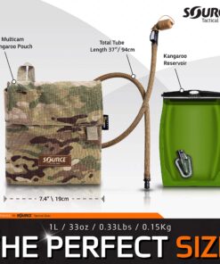 Source Hydration Pack 1 Liter Kangaroo with Molle Pouch Webbing for Easy Attachment to Tactical Vest or War Belt - Closed Cell Insulation Keeps Water Cool, Coyote Multicam 14 914z6YnIjdL