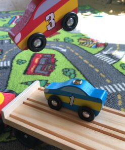 Melissa & Doug Magnetic Car Loader Wooden Toy Set With 4 Cars and 1 Semi-Trailer Truck - Crane Wooden Toy, Vehicle Toys For Kids Ages 3+ 36 915BM1WfgBL