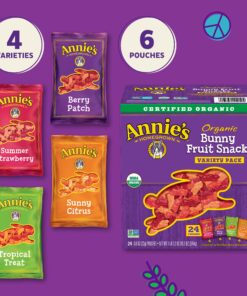 Annie's Organic Bunny Fruit Snacks, Variety Pack, 24 Pouches, 0.8 oz Each - Packaging May Vary 0.8 Ounce (Pack of 24) 32 915CmMnYSRL