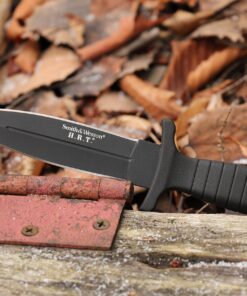 Smith & Wesson SWHRT9B 9in High Carbon S.S. Fixed Blade Knife with 4.7in Dual Edge Blade and TPE Handle for Outdoor, Tactical, Survival and EDC Standard Packaging 38 915F9y7GZML 2