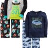 Simple Joys by Carter's Boys and Toddlers' 4-Piece Pajama Set (Cotton Top & Fleece Bottom) 5 Cars/Space 36 915RY3VKukL