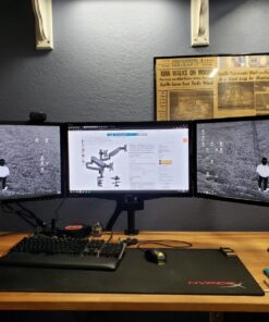 MOUNTUP Triple Monitor Stand Mount - 3 Monitor Desk Mount for Computer Screens Up to 27 inch, Triple Monitor Arm with Gas Spring, Heavy Duty Monitor Stand, Each Arm Holds Up to 17.6 lbs, MU0006 Black 46 915S5aGE IL