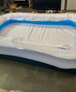 Intex 56483EP Inflatable 8.5' x 5.75' Swim Center Family Pool for 2-3 Kids, Backyard Splash Pool for Children 6+ Years Old, 198-Gallons, Blue & White Family Swim Center 55 915YSOwE2wL 1