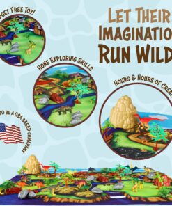 Toyvelt Dinosaur Play Set Dinosaur Toys Includes Dinosaur Figures, Trees, Rocks, Playmat, And A Beautiful Container Create A Dino World Great Gift For Boys & Girls Ages 3,4,5,6, And Up Updated Version 20 915fukyG1QL