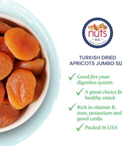 NUTS U.S. – Dried Apricots | Jumbo Size Turkish Apricots | No Added Sugar & Color | Chewy and Juicy Texture | Non-GMO and No Added Flavor | Whole Pitted Apricots In Resealable Bags!!! (2 LB) 2 Pound (Pack of 1) 14 915hAbEgezL