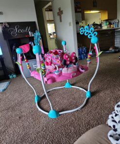 Bright Starts Disney Baby MINNIE MOUSE PeekABoo Baby Activity Center Jumper with 8 Toys, Lights & Sounds, 360-Degree Seat, 6-12 Months (Pink/Blue) 46 915ja92LcRL