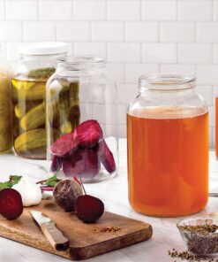 Paksh Novelty 1-Gallon Glass Jar Wide Mouth with Airtight Plastic Lid - USDA Approved BPA-Free Dishwasher Safe Mason Jar for Fermenting, Kombucha, Kefir, Storing and Canning Uses, Clear Plastic Lid, 1 Pack 19 915mDY9knCL 1