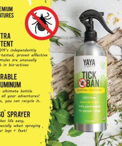 Yaya Organics Tick Ban | Extra Strength Tick Repellent Made with Essential Oils and All Natural, DEET Free Ingredients | Proven Effective, Safe for Adults, Kids and Dogs | 16 Ounce (2 Pack) 9 915pKfenU9S