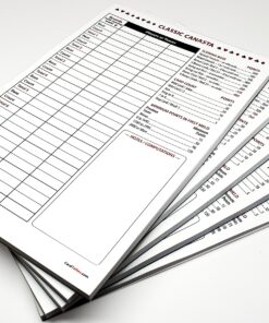 Classic Canasta Score Pads (5 Pads, 50 Sheets Each) Enjoy The Original. Made in The USA. 4 915uh2To8FL