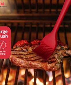 Kitchen Mama Silicone Basting Pastry Brush Gift: Set of 2 Heat Resistant Basting Brushes for Baking, Grilling, Cooking and Spreading Oil, Butter, BBQ Sauce, or Marinade. Dishwasher Safe (Red) Red 9 915umquHPPL