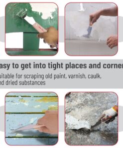 Bates- Paint Scraper, Taping knife, Pack of 2 Putty Knife Scraper, Scraper, 5 in 1 tools, Spackle Knife, Caulk Removal Tool, Painters Tool, Paint Can Opener, Paint Remover for Wood, Wallpaper Scraper Original Version 28 915yqwUJygL