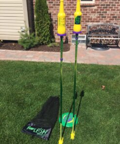 Bottle Bash Outdoor Flying Disc Game Set – Disc Toss Game for Family, Adult & Kids, Backyard and Beach Game - Frisbee Target Lawn Game with Poles & Bottles (Beersbee & Polish Horseshoes) Original - Green 31 916CbCBWu3L