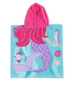 PERYOUN Child 100% Cotton Hooded Towel 24 x 48 inches (Mermaid) Pink 14 916Kiwvg2uL