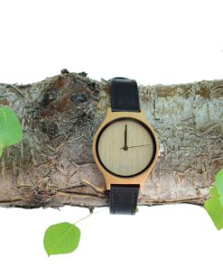 Luno Wear Hana, Women's Wood Watch, Bamboo, Genuie Leather Black 11 916MVttF3L
