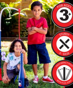 Franklin Sports Grow-with-Me Kids Baseball Batting Tee + Stand Set for Youth + Toddlers - Youth Baseball, Softball + Teeball Hitting Tee Set for Boys + Girls Grow With Me Tee - MLB Baseball 28 916Np1vcEgL