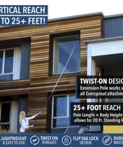 EVERSPROUT 6.5-to-18 Foot Telescopic Extension Pole (25 Ft Reach) | Lightweight Sturdy Aluminum | Easy Flip-Tab Lock Mechanism | Twist-On Metal Tip works for Squeegee, Duster, Paint Roller (pole only) 18' Pole 14 916OVymAjKL