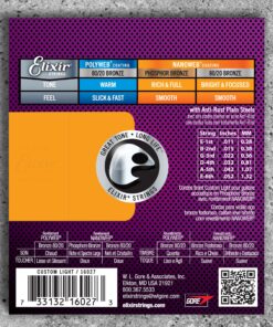 Alternative view of Elixir Strings - Acoustic Phosphor Bronze with NANOWEB Coating - Elixir Acoustic Guitar Strings - Custom Light (.011-.052) Cust. Lt. (.011-.052)