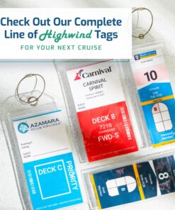 Highwind Cruise Luggage Tags for Suitcases | Cruise Accessories Must-Haves | Compatible w/All Cruise Lines | E-tag Holders Zip Seal&Steel Loops | ID Badge | Waterproof Clear Cruise Tags (4pk, Clear) 4 Pack - Clear 23 916UGZZrKaL