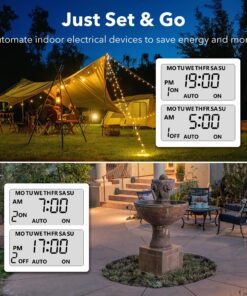 BN-LINK 7 Day Outdoor Heavy Duty Digital Programmable Timer BND/U78, 125VAC, 60Hz, Dual Outlet, Weatherproof, Heavy Duty, Accurate For Lamps Ponds Christmas Lights 1875W 1/2HP ETL Listed 27 916UMukesL