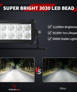 YITAMOTOR 22 Inch Light Bar Offroad Spot Flood Combo Led Bar Waterproof Dual Row LED Work Light with Wiring Harness compatible for Truck, 4X4, ATV, Boat, Jeep, LED Light Bar 120W White 27 916XvRGORlL