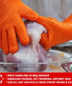 Alternative view of GK’s Premium BBQ Dream Set: 100% Mess Proof Silicone BBQ Smoker Gloves for BBQing All Day Plus Super Sharp Solid Meat Claws for Shredding Plus Silicone Basting Brush | Smoker Accessories for Men and Women (Orange) Orange