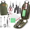 12 Piece Camp Kitchen Cooking Utensil Set Travel Organizer Grill Accessories Portable Compact Gear for Backpacking BBQ Camping Hiking Travel Cookware Kit Water Resistant Case Green 11 916hIfqu05L
