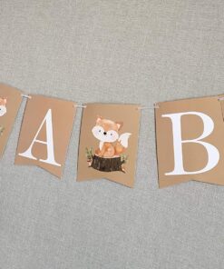 Alternative view of Woodland Creatures ITS A BOY Banner for Baby Shower + Fox, Raccoon, Rabbit, Bear, Squirrel and Porcupine/Animals Themed Decorations Fall Autumn Thanksgiving Banner Decoration