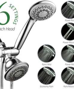AquaStorm by HotelSpa 30-Setting SpiralFlo 3-Way HIGH PRESSURE Luxury Shower Head/Handheld Showerhead Combo with Water Saving Economy Mode/Chrome Chrome & Gray 20 916zrjUghfL