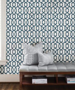 NuWallpaper NU1648 Navy Grand Trellis Peel & Stick Wallpaper, Blue 26 9176xfpjlL 1