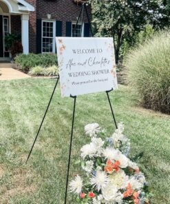 Amazon Basics Easel Stand, Instant Floor Poster, Lightweight, Collapsible and Portable with Tripod Base, Black Steel(supports 5 pounds) 30 9177R1bPCGL