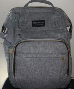 Mokaloo Diaper Bag Backpack, Large Baby Bag, Multi-functional Travel Back Pack, Anti-Water Maternity Nappy Bag Changing Bags (Light Grey) Light Grey 40 9177axZZnbL