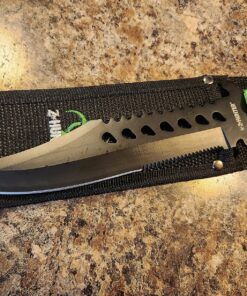 Z-Hunter – Fixed Blade Survival Knife – Partially Serrated Black Steel Blade with Sawback, Full Tang, Green Cord Wrapped Handle w/Lanyard, Nylon Sheath, Outdoor, Hunt, Camp, Hike, Survival, ZB-103 29 917IDKfYrL