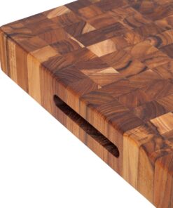 Cutting Board - Square Butcher Block With Hand Grips (12 x 12 x 2 in.) - By Teakhaus 9 917JNhOxsML