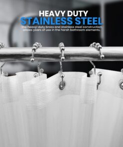 Utopia Bedding Shower Curtain Hooks Rings, Rust-Resistant Metal Double Roller Glide Shower Hooks for Bathroom Shower Rods Curtains, Set of 12 - Chrome 26 917N94b5FL