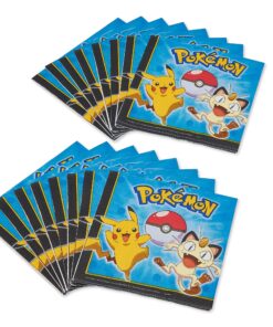American Greetings Amscan Electrifyingly Cute Pikachu & Friends Birthday Party Luncheon Napkins (16 Pack), 6.5" X 6.5", Blue 5 917RBOQCVAL