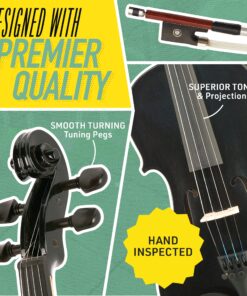 Mendini By Cecilio Violin For Beginners, Kids & Adults - Beginner Kit For Student w/Hard Case, Rosin, Bow - Starter Violins, Wooden Stringed Musical Instruments 4/4 MV Black 22 917UzyWwc L