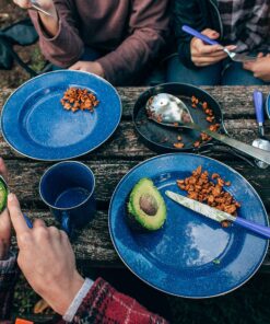Stansport 24-Piece Enamel Camping Tableware Set Blue 29 917Znb3sMWL