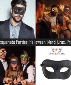 Masquerade Mask For Men Antique Look Mask for Halloween, Prom Party, Venetian Party, Mardi Gras, Carnival & Masquerade Ball One Size Black 30 917acevI0zL