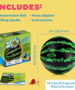 Watermelon Ball The Original Pool Toys for Kids Ages 8-12 - 9 Inch Pool Ball for Teens, Adults, Family - Pool Games, Pool Toys, Fun Swimming Pool Games, Water Football, Tag, Diving and Beach Ball Play 9 inch Ball - Green 21 917buyubZnL