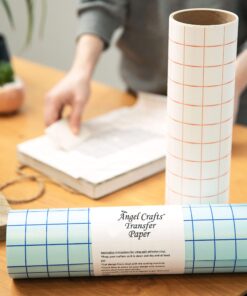Angel Crafts Transfer Paper Tape: Craft Transfer Tape for Vinyl Application with Red Grid Lines - Self Adhesive Roll Compatible with Cricut, Silhouette Cameo - 6 Inch by 50 Feet 1 Pack White 24 917eTBAwbL