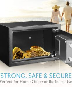 SereneLife Premium Steel Digital Safe Box - 9.1" x 6.7" x 6.7" | Secure Storage for Cash, Firearms, Jewelry & More | Great For Hotels, Cabinets & Home Use | Electronic & Mechanical Access - 2 Keys 26 917l6w2W2LL 1