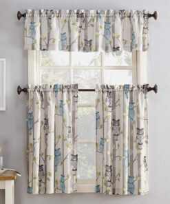 No. 918 Hoot Owl Print Semi-Sheer Rod Pocket Kitchen Curtain Valance, 56" x 14", Mocha Mocha Brown 56 in x 14 in 28 917pCEehy2L