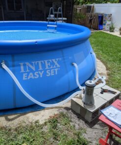Intex 26175EH Easy Set 15 Feet by 42 Inch Round Inflatable Outdoor Backyard Above Ground Swimming Pool Set with Cover, Ladder, and Filter, Blue 15FT x 42IN 49 917qtXbwMmL 1