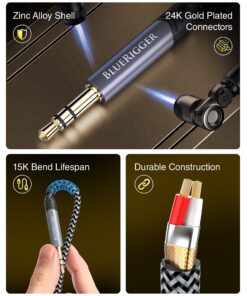 BlueRigger 3.5mm Stereo Audio Cable (10FT, 24K Gold Plated Jack, Auxiliary Cable, Male to Male, Hi-Fi Sound) – Aux Cord for Headphones, Home Car Stereo, Speaker, Amplifier, Phones, Tablets, Laptops 10FT Black 13 917tN0Nf0iL