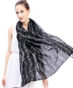 Musical Notes Print Infinity Scarf for Women, Lightweight for Spring Fall Winter Black 7 917uKR7U1oL