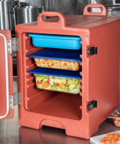 Carlisle FoodService Products Cateraide Insulated Front Loading Food Pan Carrier with Handles for Catering, Events, And Restaurants, Plastic, 5 Full Pans, Brick 19 9182rr0XX1S