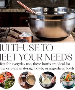 Bellemain Stainless Steel Non-Slip Mixing Bowls with Lids (4-Piece Set) 4 Piece Silver /Black 32 9182yu15hL