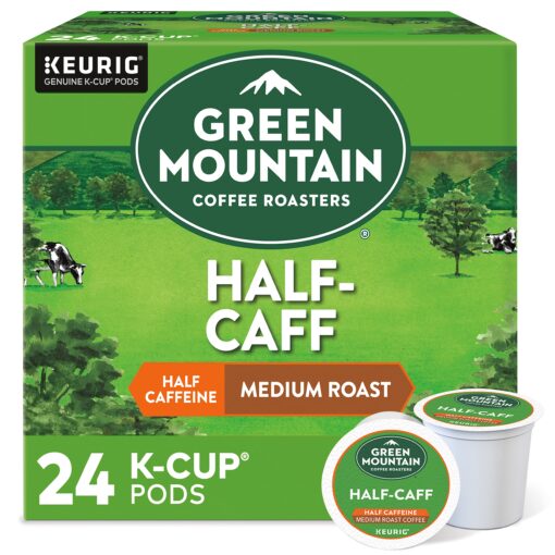 Green Mountain Coffee Roasters Half Caff, Single-Serve Keurig K-Cup Pods, Medium Roast Coffee, 24 Count 24 Count (Pack of 1)