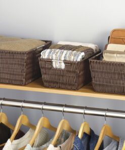 Whitmor Rattique Java Set of 3 Pieces Storage Baskets -Small (8.5"x11.4"x5.5"), Medium (9.8"x13"x6") and Large (11.4"x14.6"x6.5") 21 918DKVHPDML