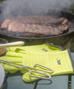 AYL Grilling Gloves, Heat Resistant Gloves BBQ Kitchen Silicone Oven Gloves, Safe Handling of Hot Food, Pots and Pans for Barbecue, Cooking, Baking - Internal Protective Cotton Layer 28 918Nn8zuEQL